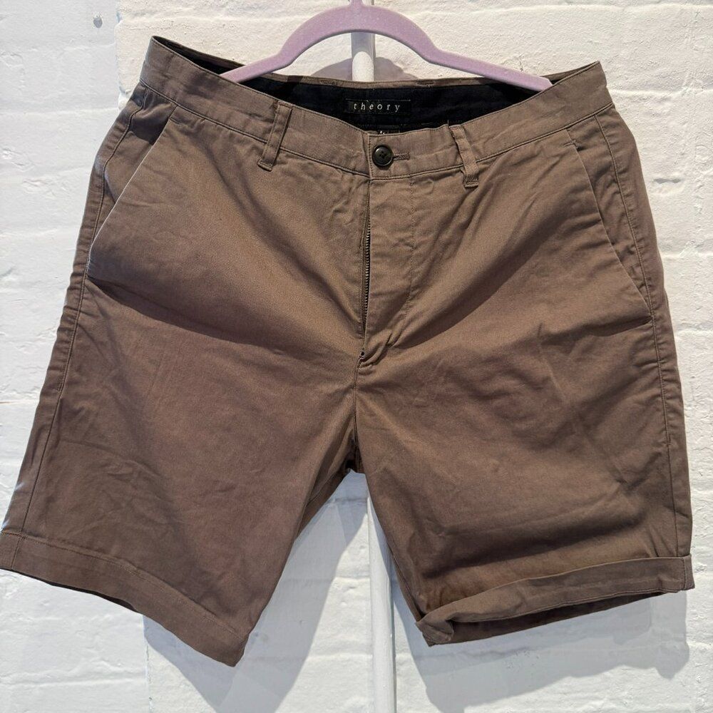 Theory Brown Flat Front Shorts